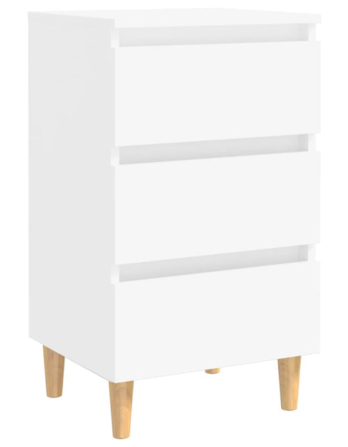 Încărcați imaginea în vizualizatorul Galerie, Noptiere cu picioare lemn masiv, 2 buc., alb, 40x35x69 cm - Lando
