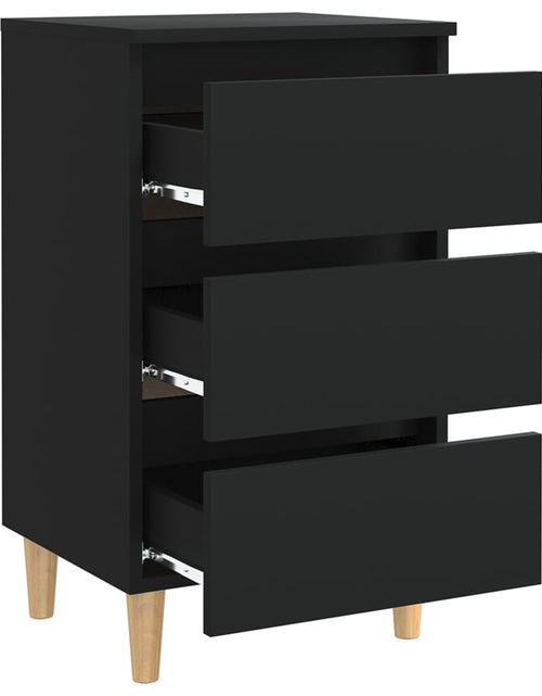 Загрузите изображение в средство просмотра галереи, Noptieră cu picioare lemn masiv, negru, 40x35x69 cm - Lando
