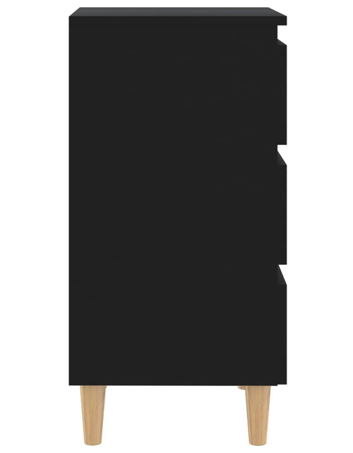 Încărcați imaginea în vizualizatorul Galerie, Noptieră cu picioare lemn masiv, negru, 40x35x69 cm - Lando
