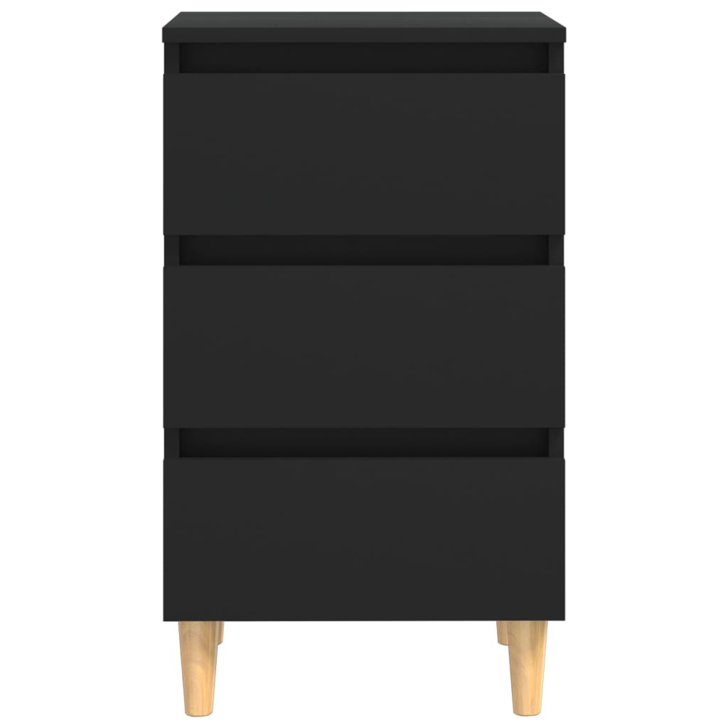 Noptiere cu picioare lemn masiv, 2 buc., negru, 40x35x69 cm - Lando