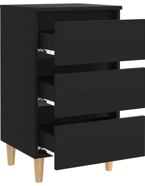 Загрузите изображение в средство просмотра галереи, Noptiere cu picioare lemn masiv, 2 buc., negru, 40x35x69 cm - Lando
