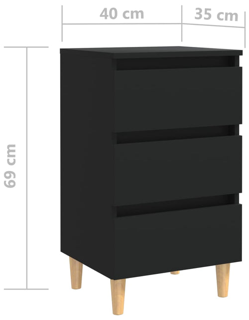 Încărcați imaginea în vizualizatorul Galerie, Noptiere cu picioare lemn masiv, 2 buc., negru, 40x35x69 cm - Lando
