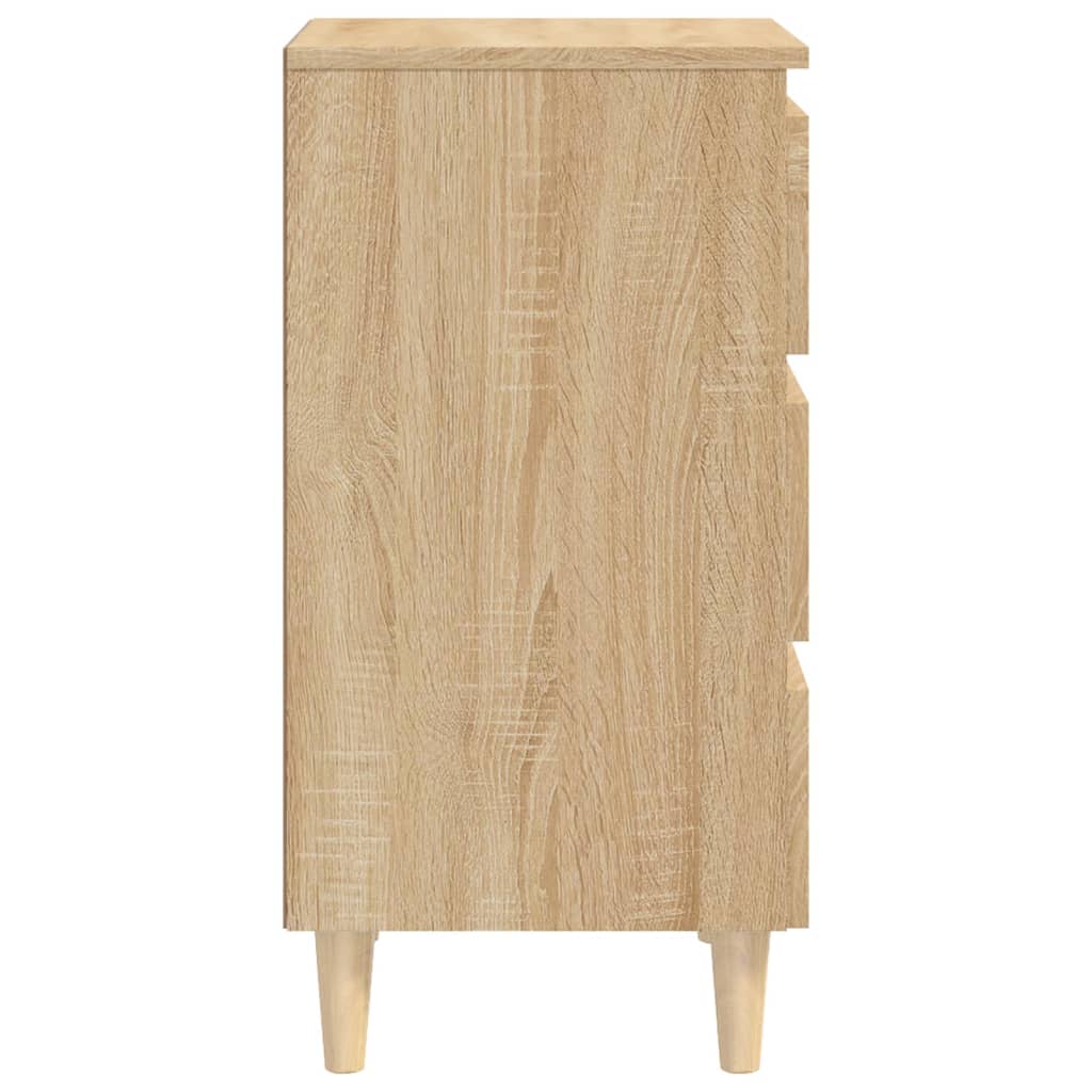 Noptieră & picioare lemn masiv, stejar Sonoma, 40x35x69 cm - Lando