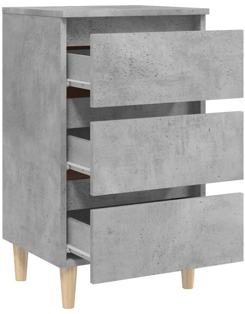 Încărcați imaginea în vizualizatorul Galerie, Noptieră cu picioare lemn masiv, gri beton, 40x35x69 cm - Lando
