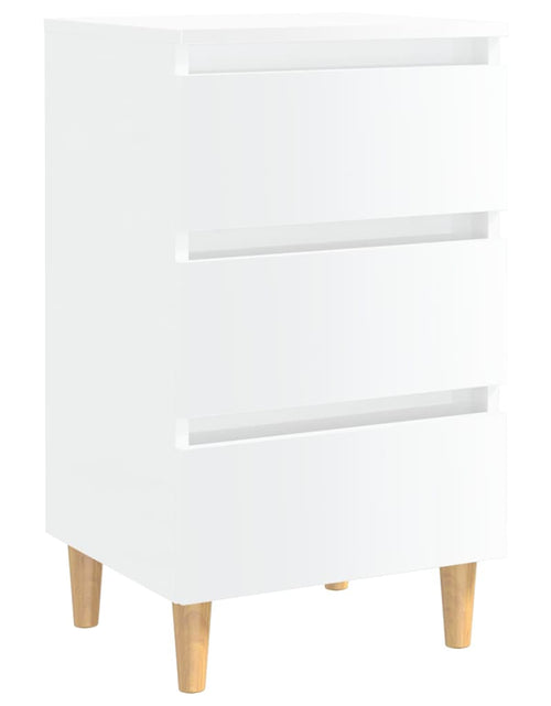 Încărcați imaginea în vizualizatorul Galerie, Noptieră cu picioare lemn masiv, alb extralucios, 40x35x69 cm - Lando

