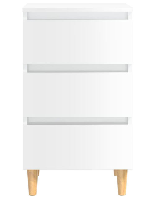 Загрузите изображение в средство просмотра галереи, Noptieră cu picioare lemn masiv, alb extralucios, 40x35x69 cm - Lando
