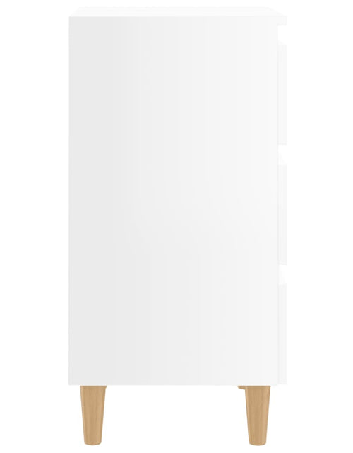 Încărcați imaginea în vizualizatorul Galerie, Noptiere &amp; picioare lemn, 2 buc., alb extralucios, 40x35x69 cm - Lando
