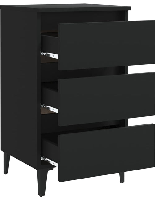 Încărcați imaginea în vizualizatorul Galerie, Noptieră cu picioare metalice, 2 buc., negru, 40x35x69 cm - Lando
