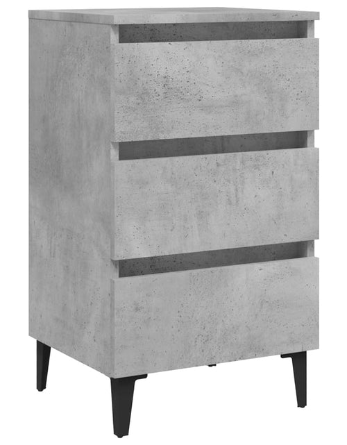 Încărcați imaginea în vizualizatorul Galerie, Noptieră cu picioare metalice, gri beton, 40x35x69 cm - Lando
