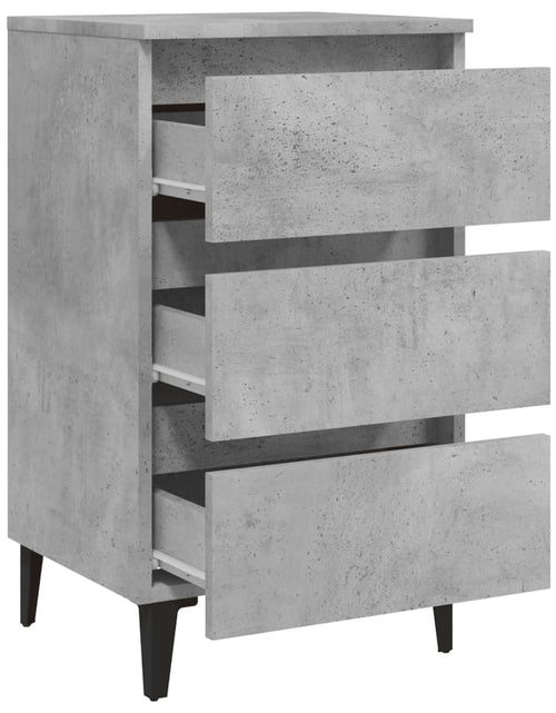 Загрузите изображение в средство просмотра галереи, Noptieră cu picioare metalice, gri beton, 40x35x69 cm - Lando
