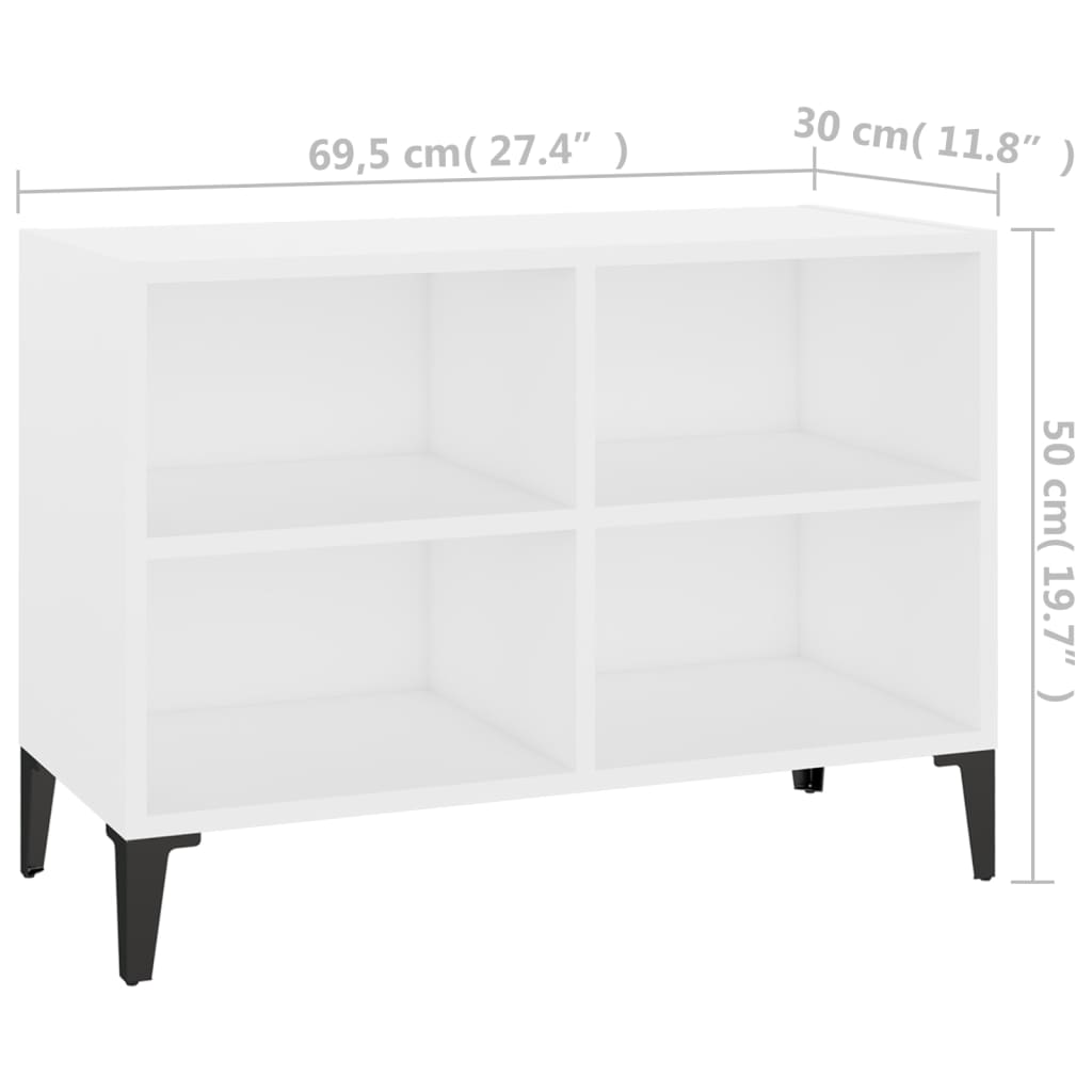 Comodă TV cu picioare metalice, alb, 69,5x30x50 cm Lando - Lando