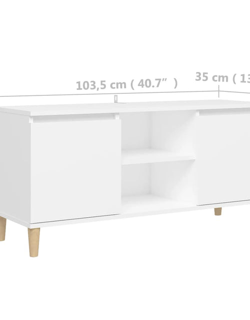 Загрузите изображение в средство просмотра галереи, Comodă TV cu picioare din lemn masiv, alb, 103,5x35x50 cm Lando - Lando
