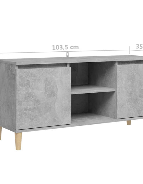 Загрузите изображение в средство просмотра галереи, Comodă TV, picioare lemn masiv, gri beton, 103,5x35x50 cm Lando - Lando
