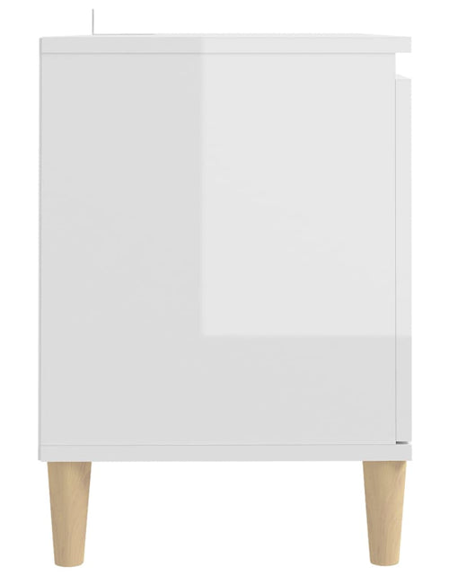 Încărcați imaginea în vizualizatorul Galerie, Comodă TV &amp; picioare lemn masiv alb extralucios 103,5x35x50 cm - Lando
