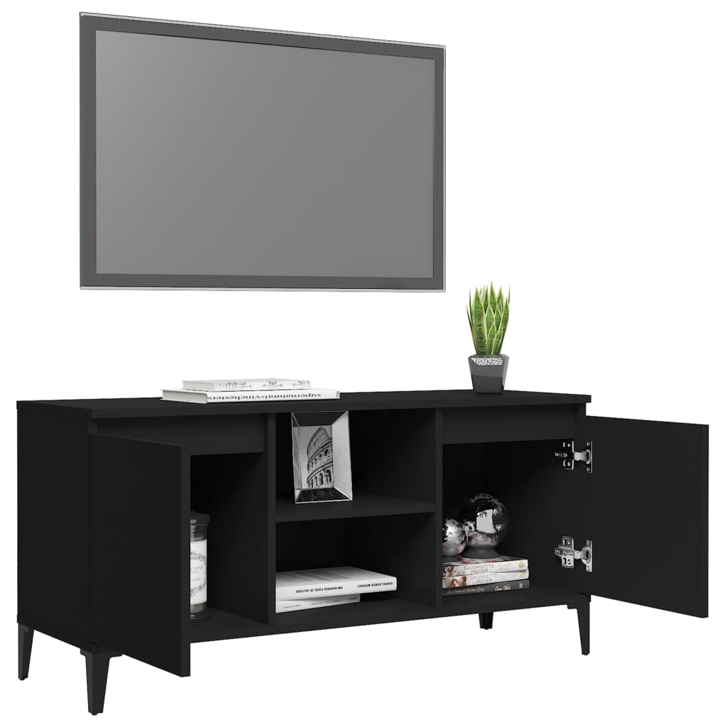 Comodă TV cu picioare metalice, negru, 103,5x35x50 cm Lando - Lando