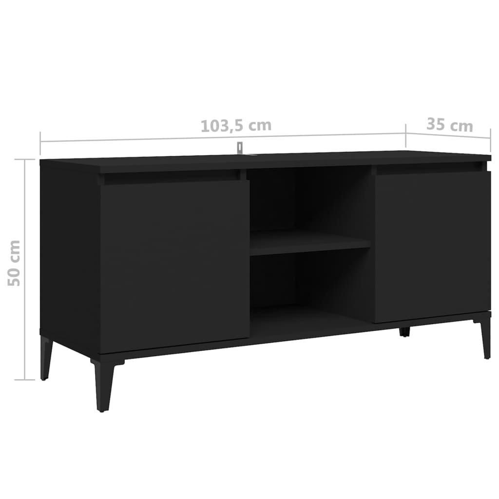 Comodă TV cu picioare metalice, negru, 103,5x35x50 cm Lando - Lando