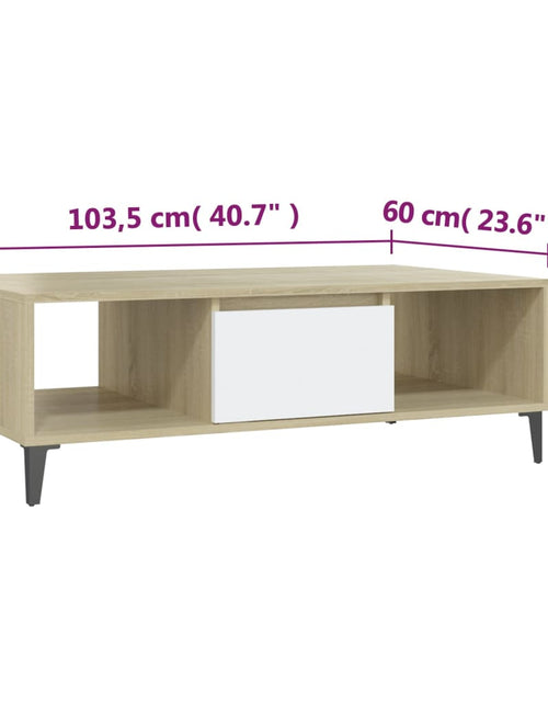 Загрузите изображение в средство просмотра галереи, Măsuță de cafea, alb și stejar Sonoma, 103,5x60x35 cm, PAL Lando - Lando
