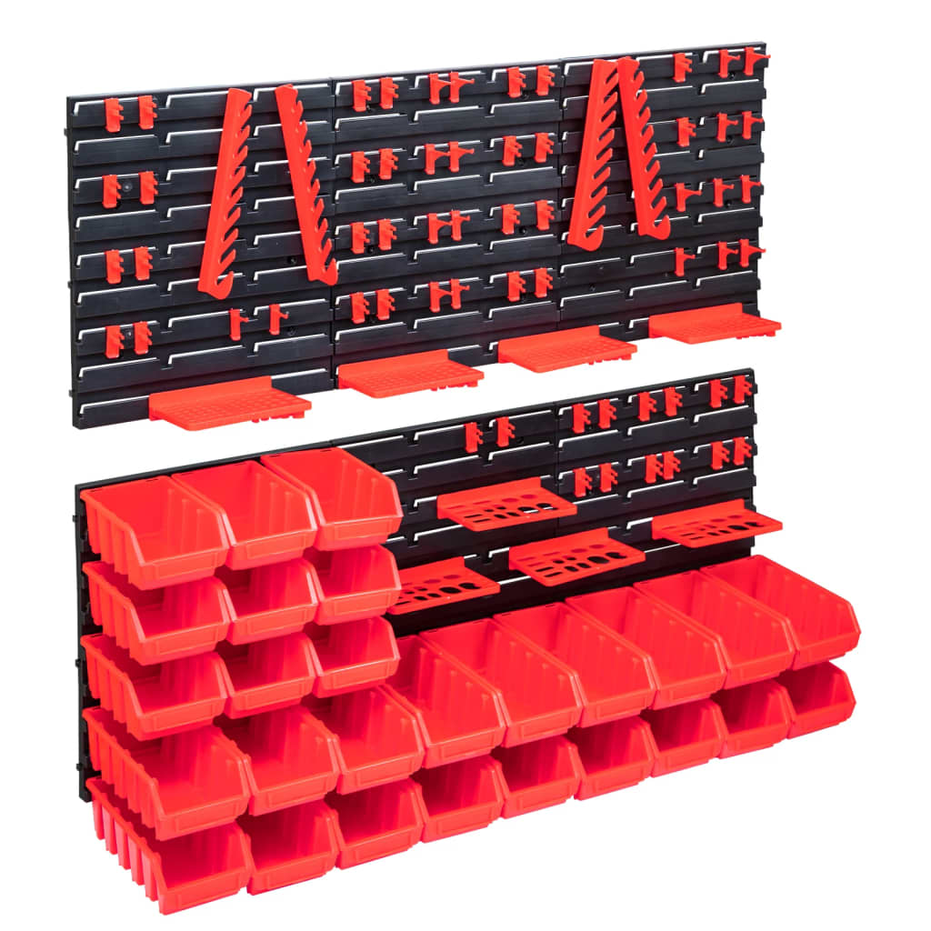 Set cutii depozitare 103 piese cu panouri de perete, roșu&negru - Lando