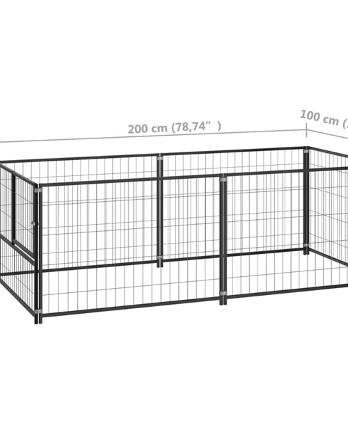 Загрузите изображение в средство просмотра галереи, Padoc pentru câini, negru, 200x100x70 cm, oțel Lando - Lando
