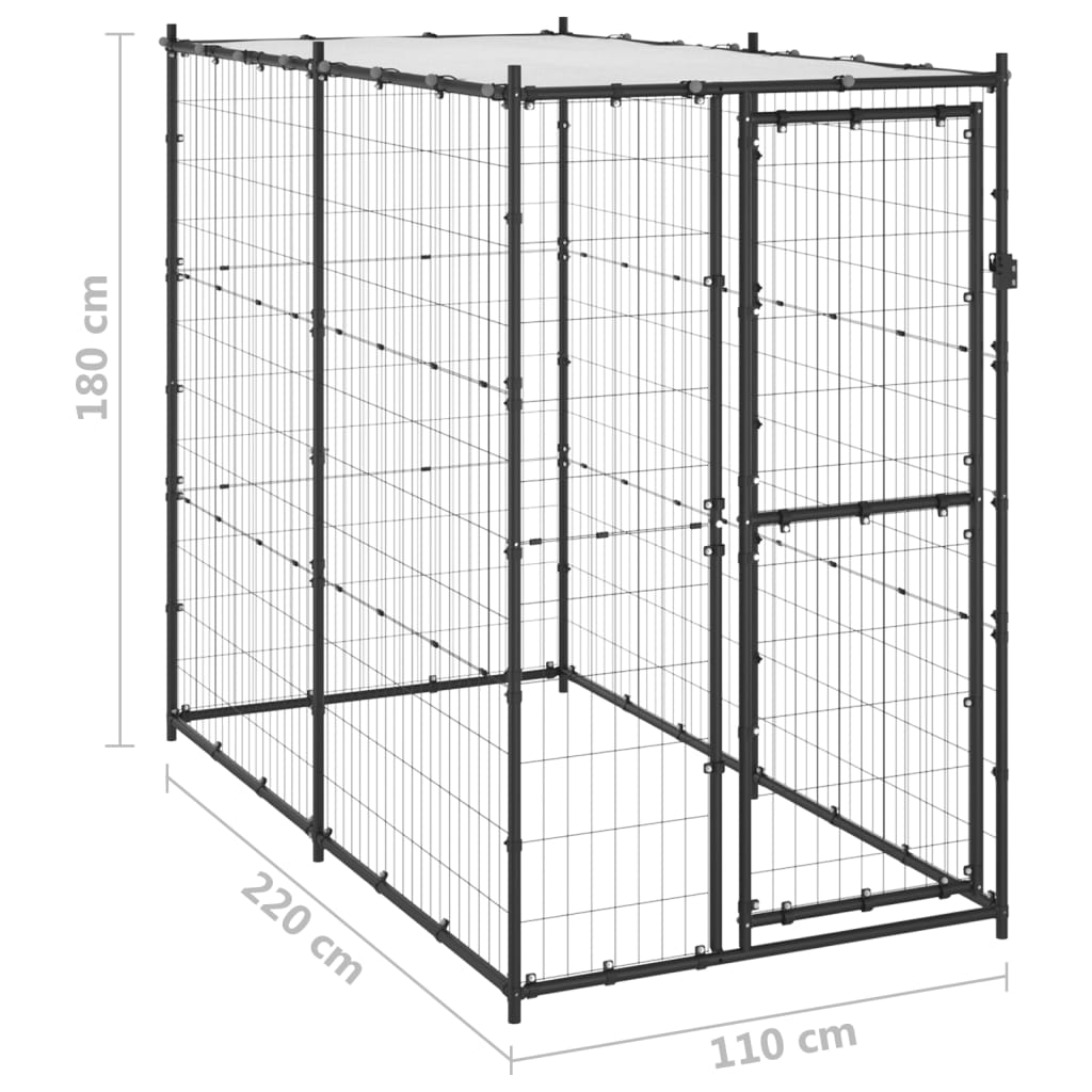 Padoc pentru câini de exterior cu acoperiș 110x220x180 cm oțel Lando - Lando