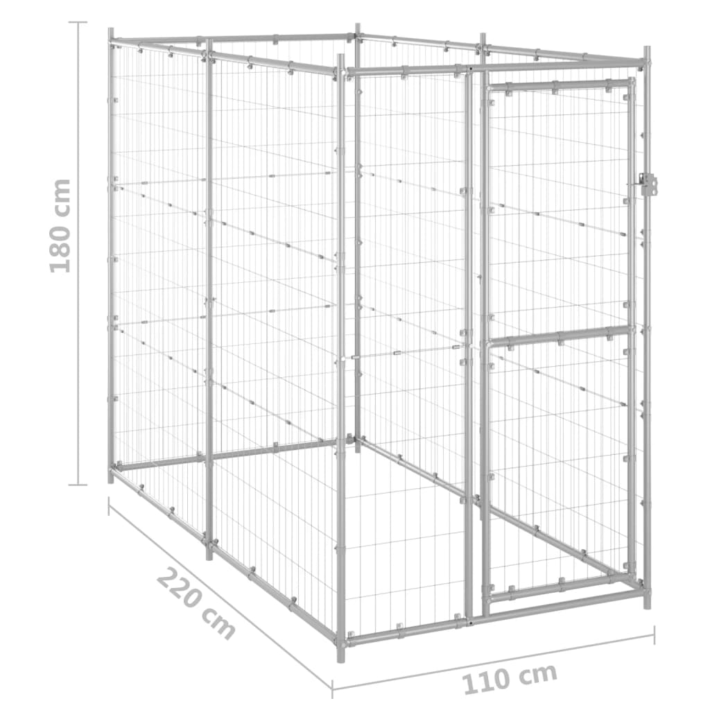 Padoc pentru câini de exterior 110x220x180 cm oțel zincat Lando - Lando