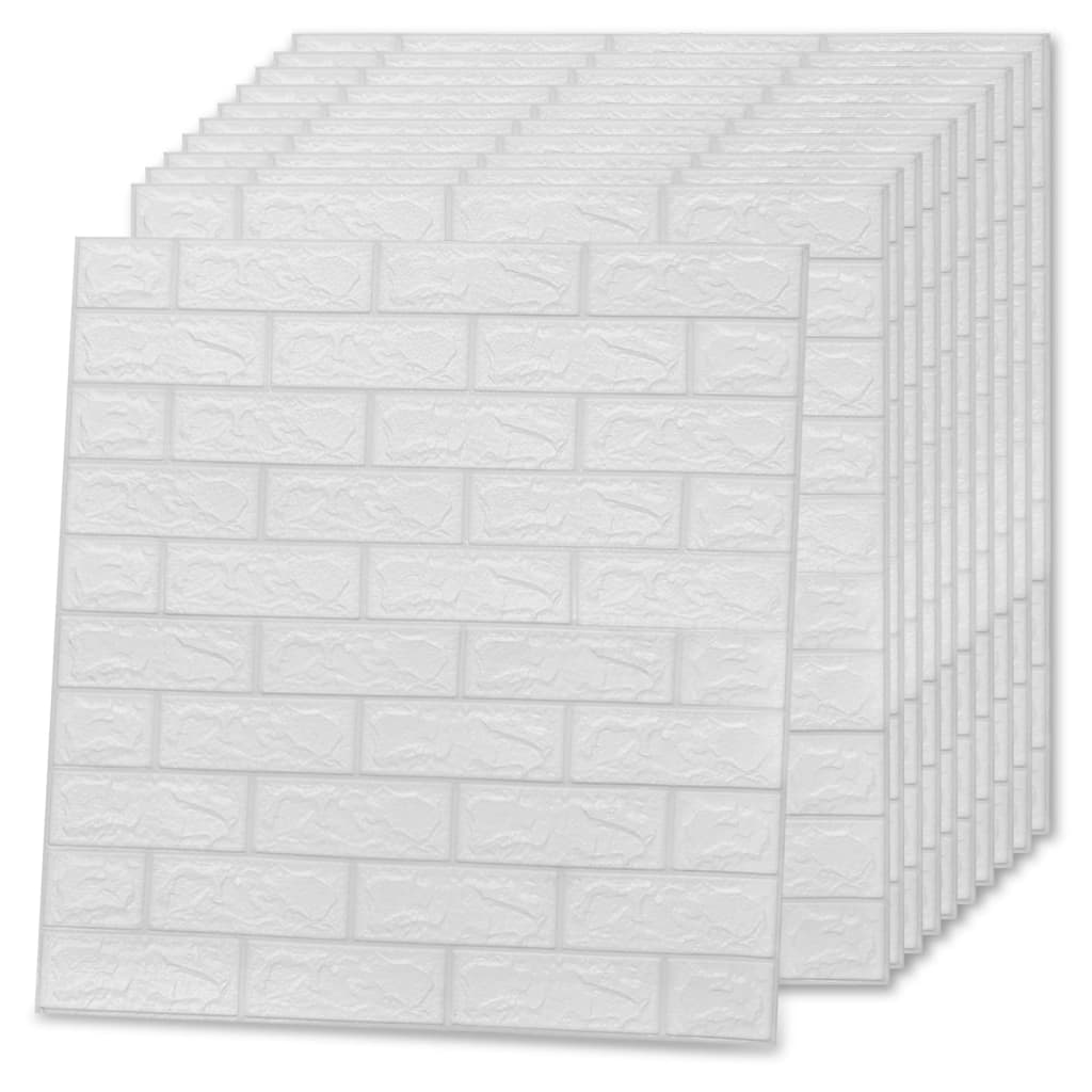 Tapet de perete autocolant 3D, 20 buc., alb, model cărămizi - Lando