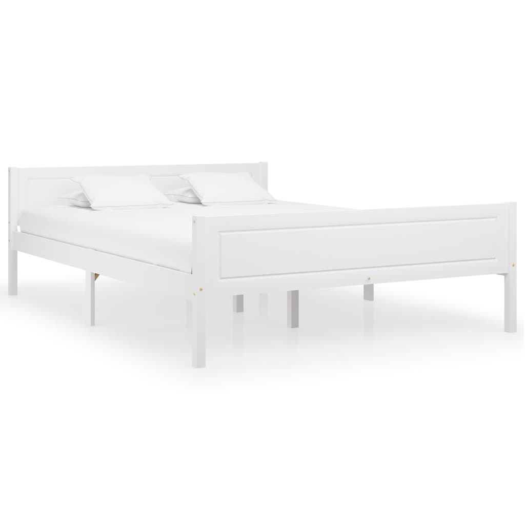 Cadru de pat, alb, 160x200 cm, lemn de pin masiv - Lando