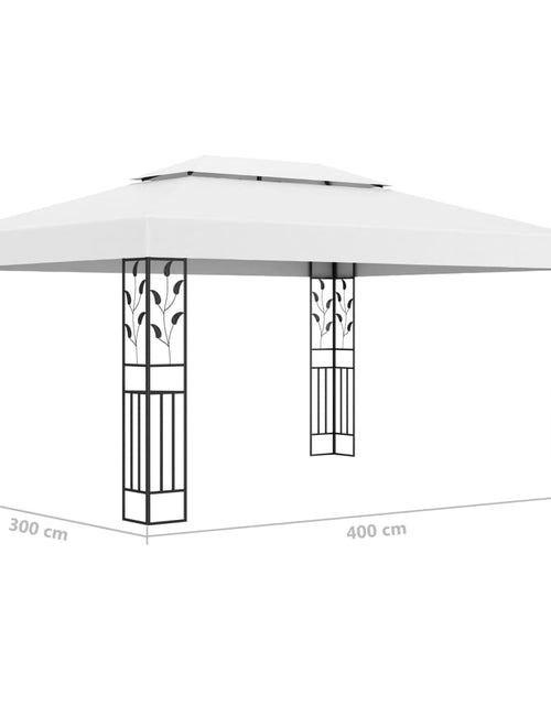 Încărcați imaginea în vizualizatorul Galerie, Pavilion cu acoperiș dublu &amp; șiruri de lumini LED, alb, 3x4 m Lando - Lando
