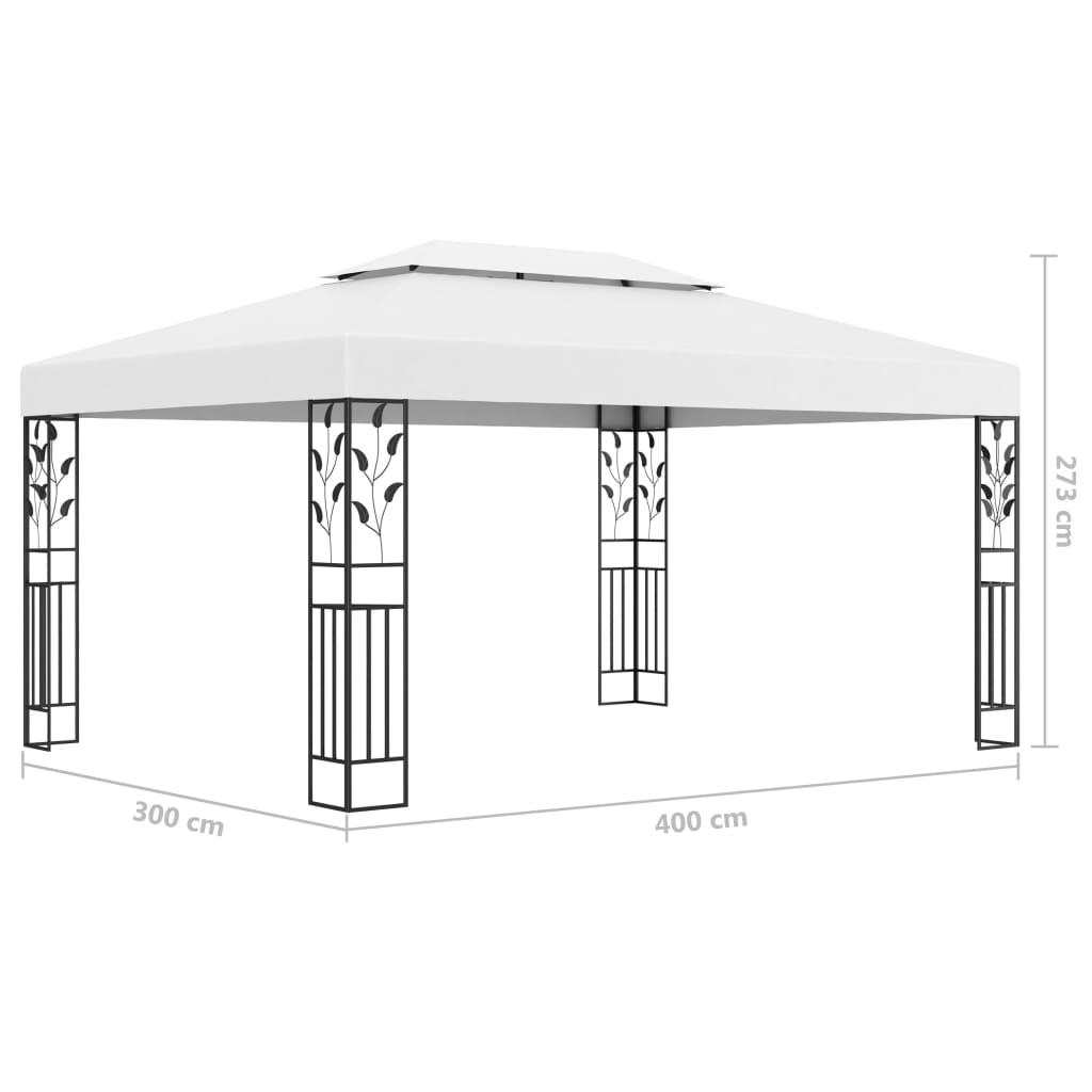 Pavilion cu acoperiș dublu & șiruri de lumini LED, alb, 3x4 m Lando - Lando
