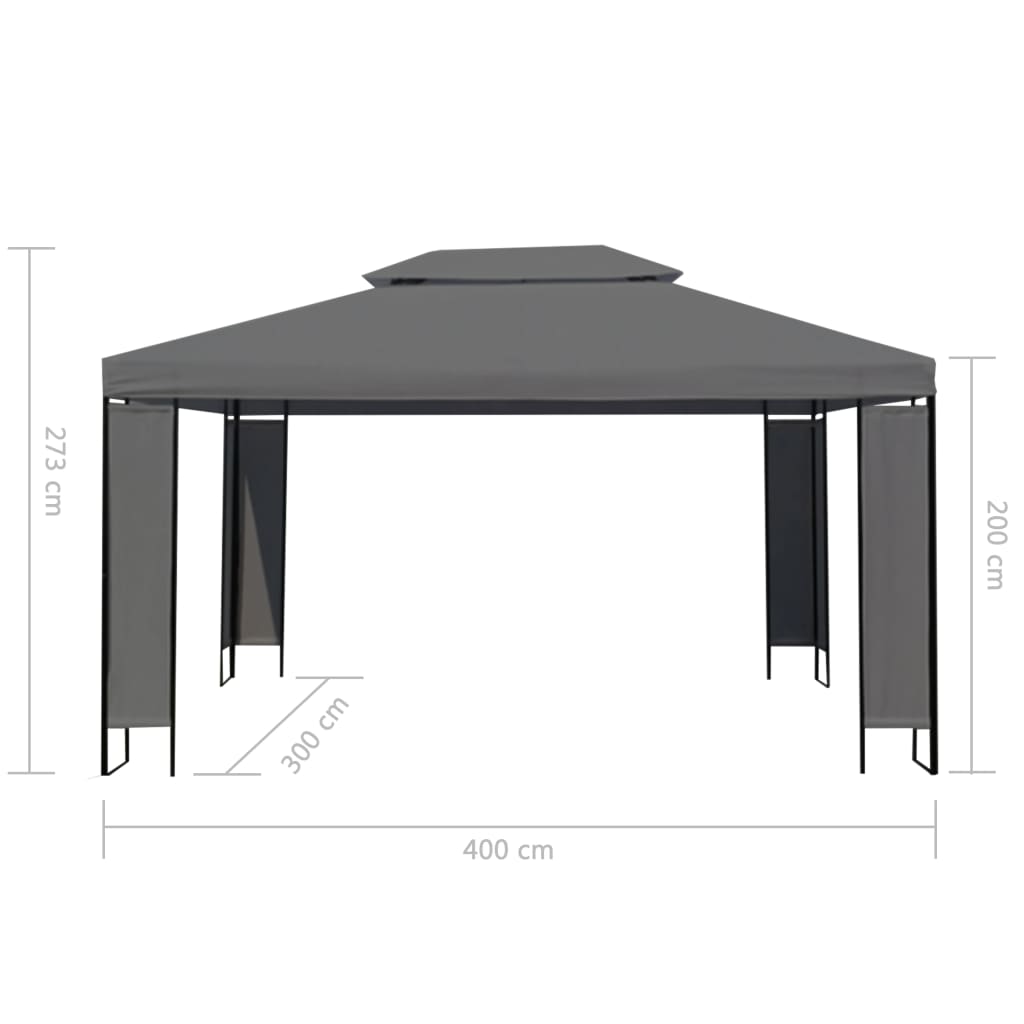 Pavilion cu șir de lumini LED, antracit, 3x4 m Lando - Lando