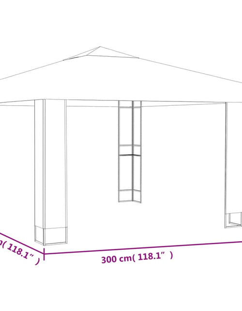 Încărcați imaginea în vizualizatorul Galerie, Pavilion cu acoperiș dublu &amp; șiruri de lumini LED, alb, 3x3 m Lando - Lando
