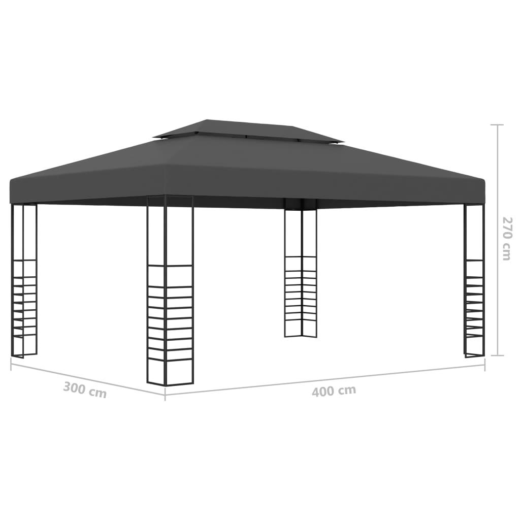 Pavilion cu șir de lumini LED, antracit, 3x4 m - Lando