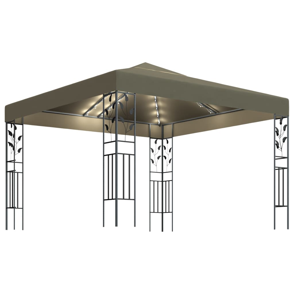 Pavilion cu șiruri de lumini LED, gri taupe, 3x3m, Lando - Lando