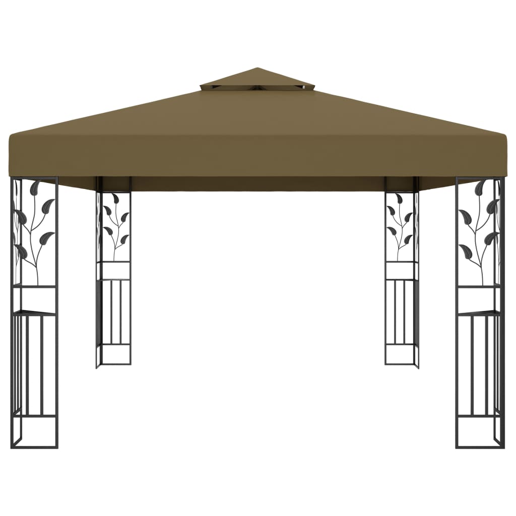 Pavilion cu acoperiș dublu & lumini LED, gri taupe, 3x4m Lando - Lando