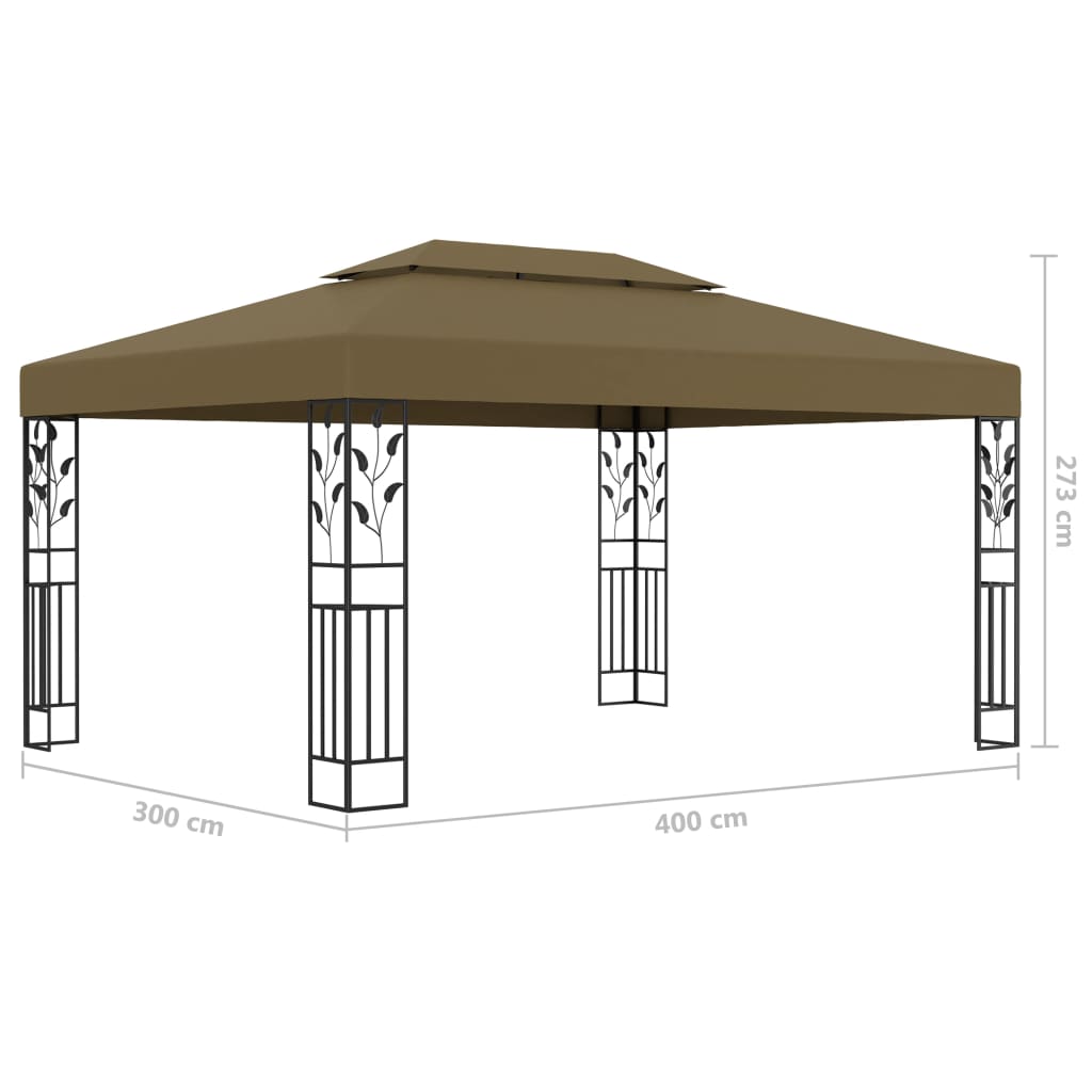 Pavilion cu acoperiș dublu & lumini LED, gri taupe, 3x4m Lando - Lando