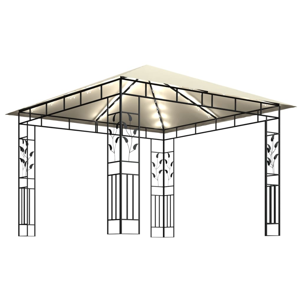 Pavilion cu plasă anti-țânțari & lumini LED crem 3x3x2,73m Lando - Lando