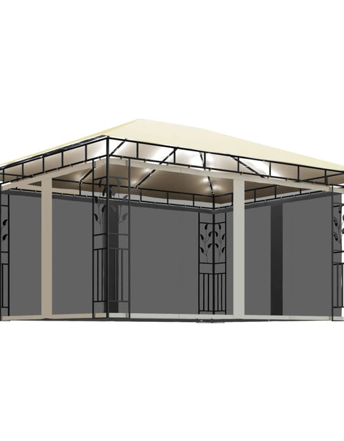 Загрузите изображение в средство просмотра галереи, Pavilion cu plasă anti-țânțari &amp; lumini LED crem 4x3x2,73m Lando - Lando
