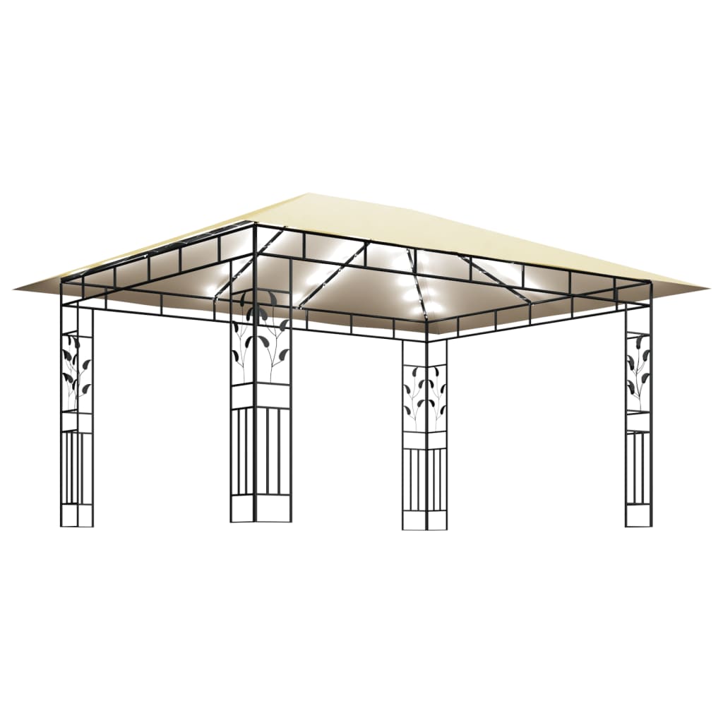 Pavilion cu plasă anti-țânțari & lumini LED crem 4x3x2,73m Lando - Lando