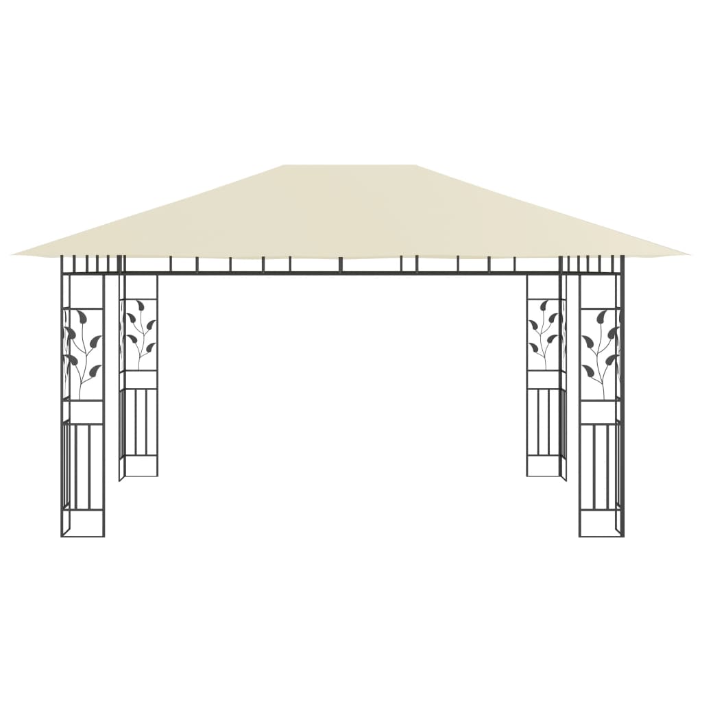 Pavilion cu plasă anti-țânțari & lumini LED crem 4x3x2,73m Lando - Lando