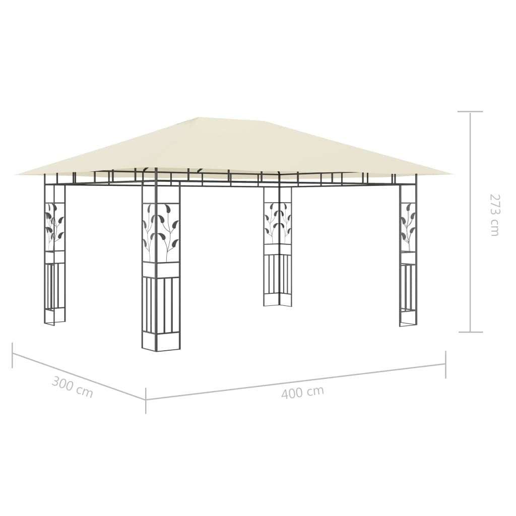 Pavilion cu plasă anti-țânțari & lumini LED crem 4x3x2,73m Lando - Lando