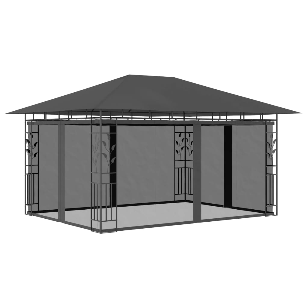 Pavilion cu plasă anti-țânțari&lumini LED, antracit, 4x3x2,73 m Lando - Lando