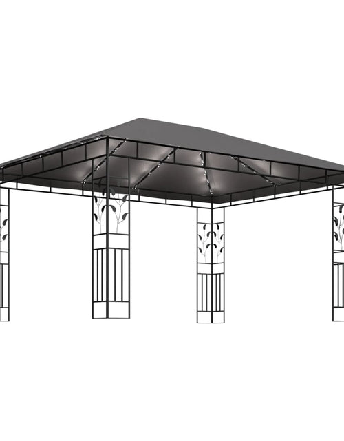 Загрузите изображение в средство просмотра галереи, Pavilion cu plasă anti-țânțari&amp;lumini LED, antracit, 4x3x2,73 m Lando - Lando
