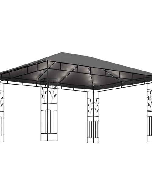 Încărcați imaginea în vizualizatorul Galerie, Pavilion cu plasă anti-țânțari&amp;lumini LED, antracit, 4x3x2,73 m Lando - Lando
