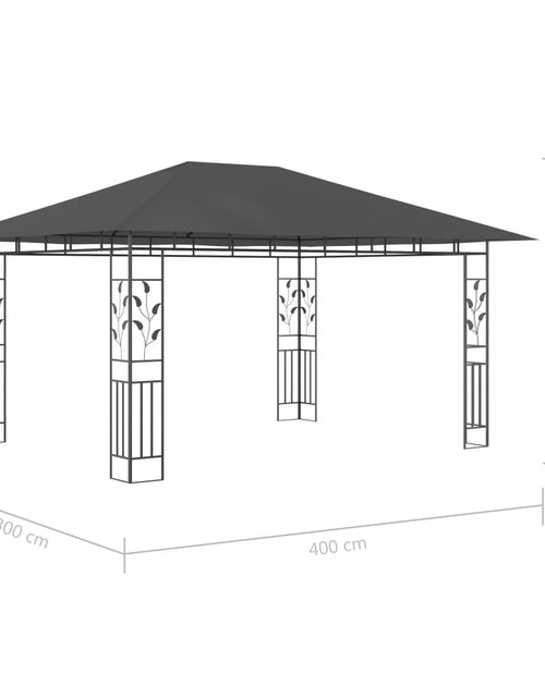 Загрузите изображение в средство просмотра галереи, Pavilion cu plasă anti-țânțari&amp;lumini LED, antracit, 4x3x2,73 m Lando - Lando
