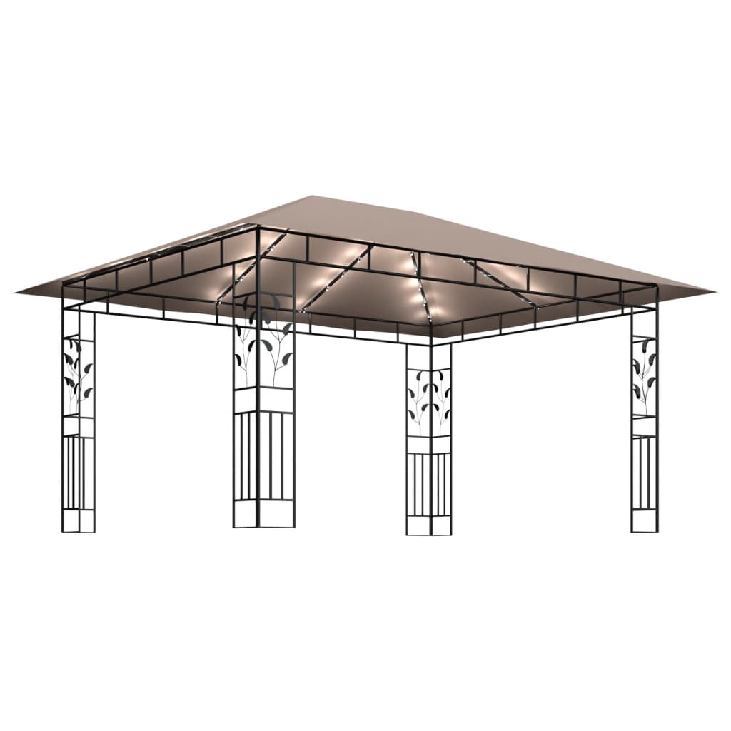 Pavilion cu plasă anti-țânțari&lumini LED,gri taupe, 4x3x2,73 m Lando - Lando