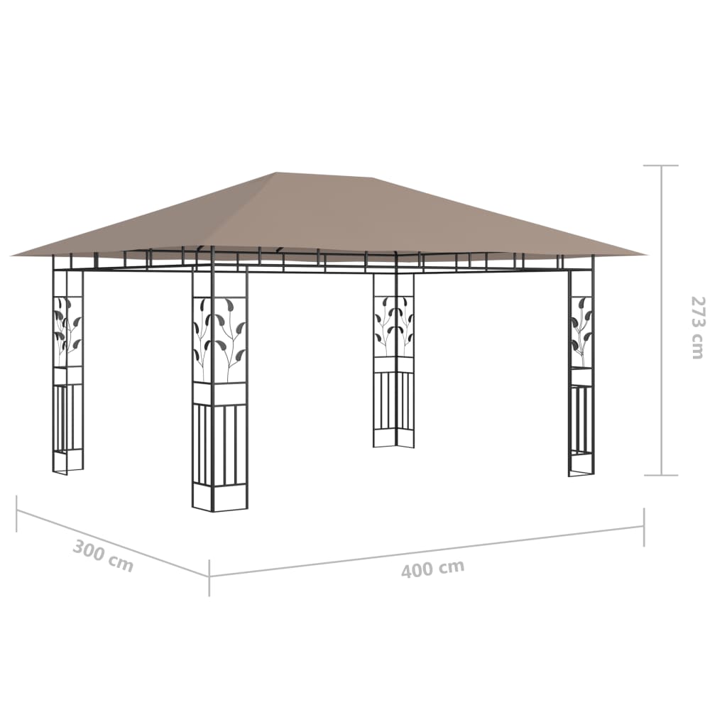 Pavilion cu plasă anti-țânțari&lumini LED,gri taupe, 4x3x2,73 m Lando - Lando