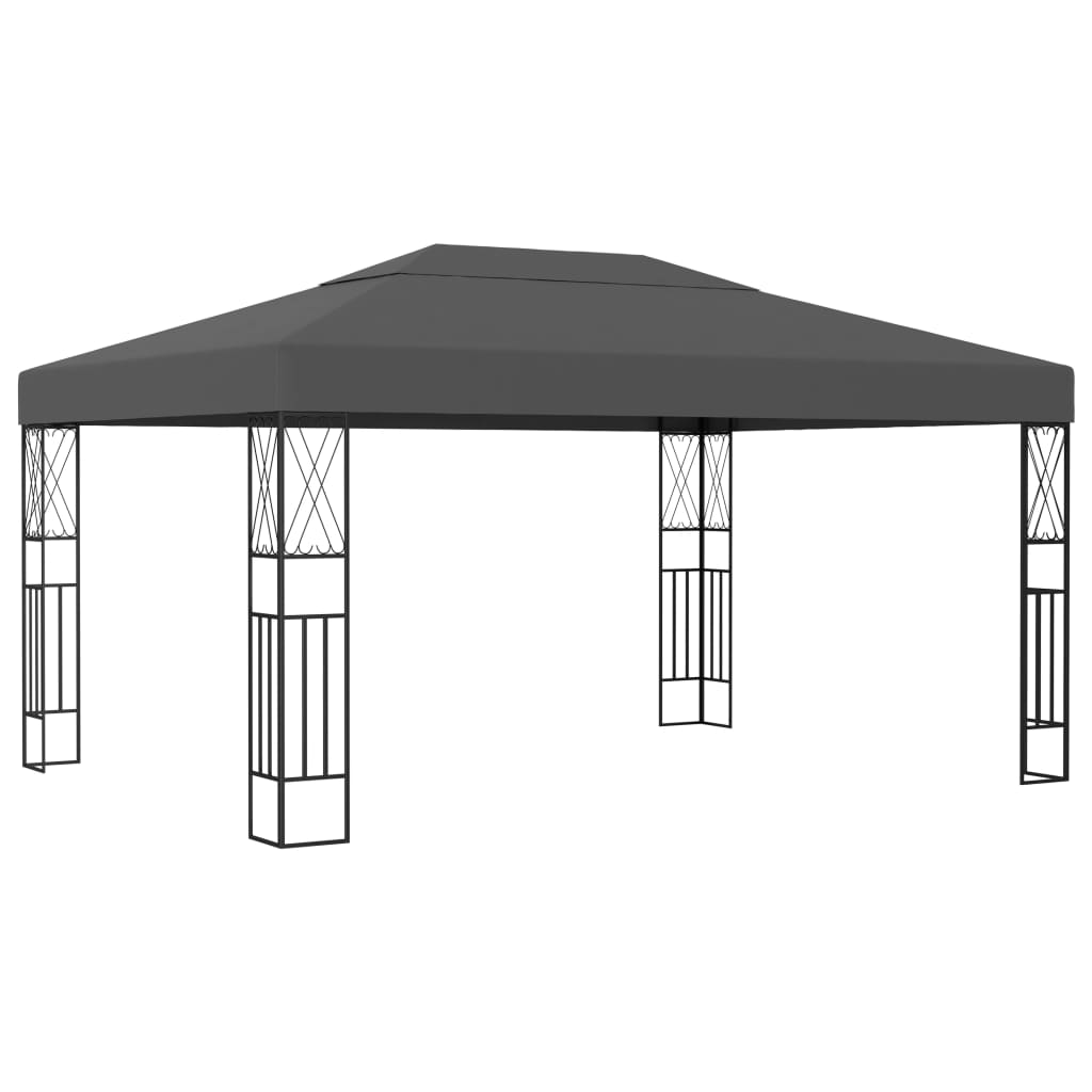 Pavilion cu șir de lumini LED, antracit, 3x4 m, țesătură Lando - Lando