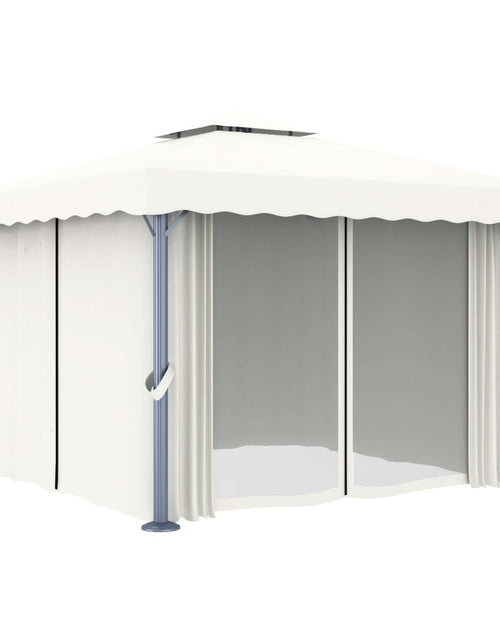 Загрузите изображение в средство просмотра галереи, Pavilion cu perdele &amp; șiruri lumini LED, alb crem, 3x3 m Lando - Lando
