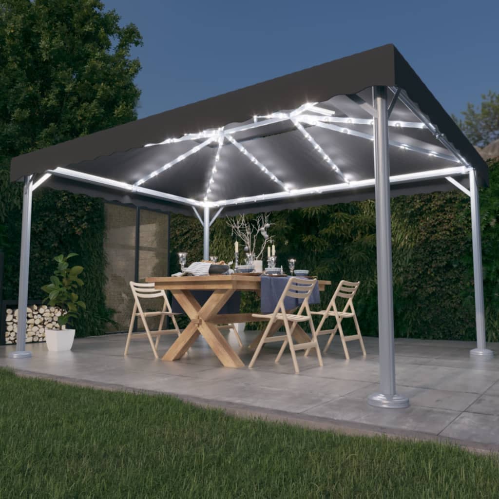 Pavilion cu perdele& lumini LED,antracit,400x300cm aluminiu Lando - Lando