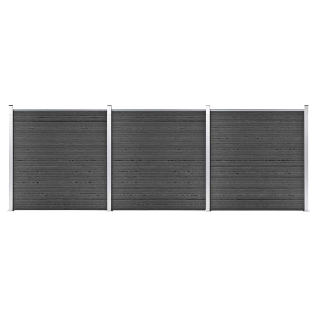 Set de panouri de gard, negru, 526 x 186 cm, WPC Lando - Lando